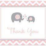 50 Cnt Pink Grey Chevron Elephant Baby Thank You Cards