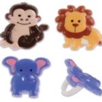 CakeDrake 12 Jungle ZOO Safari ELEPHANT Lion MONKEY Birthday Party CupCake Topper Rings