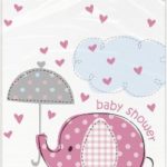 Pink Elephant Girl Baby Shower Plastic Tablecloth, 84″ x 54″