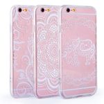 iPhone 6s Case, FiveBox 3-Pack Ultra Slim [Shockproof] Silicone TPU Gel Clear Case Cover, Christmas Tree Flower/ Henna White Floral/ Elephant Pattern Hard Back Protective Case for iPhone 6, iPhone 6s