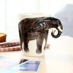 Blogger 3D Hand-painted Cute Animals Ceramic Coffee Mug Lively Grazing Elephant Water Goblet Cup Glass