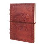 Handmade Leather Journal Diary (7 X 5″) Elephant Designed Travel Notebook with Handmade Unlined Paper