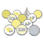 Yellow and Gray Elephant Baby Shower Favor Stickers for Hershey Kisses (Set of 324)