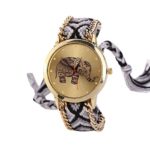 Lowpricenice(TM) Women Elephant Pattern Weaved Rope Band Bracelet Quartz Dial Wrist Watch