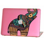 Rubberized Hard Case for 13 inch Macbook Air model number A1369 and A1466, colorful elephant design with the pink bottom case, Come with Keyboard Cover