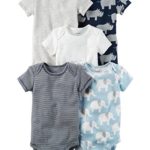 William Carter Baby Boys’ 5 Pack Bodysuits (Baby) Rhino/Elephant, 3 Months