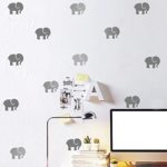 Elephant Wall Sticker, Wall Decal for Living Room, Bedroom, Bathroom, Office, Home Decoration – 9 Silver + 9 Gray Elephant