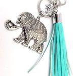 Aqua Tassel – Elephant Keychain/ Purse/ Bag Charm – Good Luck – Pocketbook/Car Accessory-