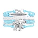 Women Handmade Charms Love Elephant Knit Leather Rope Chain Bracelet Gift