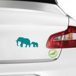 Mother and Baby Elephant Decal Sticker (turquoise, 5 inch, reversed)