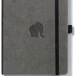 Dingbats Wildlife Medium A5+ (6.3 x 8.5) Hardcover Notebook – PU Leather, Micro-Perforated 100gsm Cream Pages, Inner Pocket, Elastic Closure, Pen Holder, Bookmark (Plain, Gray Elephant)