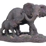 StealStreet SS-G-54137 Gray Elephants Mother & Child Playing with Trunks Figurine, 6.5″
