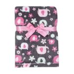 Baby Gear Plush Velboa Ultra Soft Baby Girls Blanket 30 x 40, Pink Elephants