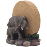 Cork Coaster Set For Drinks, 4 Coasters In Elephants Traveling Safari Sculpture Holder, Impress Guests & Start A Fun Conversation with This African Jungle Art Decor