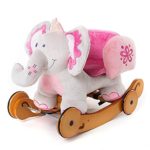 Labebe Wooden Rocking Horse for Toddlers 2-in-1 Pink Elephant, Kids Rocking Ride-on Toys for 6 Months to 3 Years Old Baby Boys and Baby Girls, Dual Use as Stroller, ASTM / CE Safety Certified