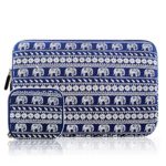 Kamor 13 13.3 inch Apple MacBook Air MacBook Pro Canvas Fabric Laptop Sleeve with Macbook Charger Case Bohemian Style Animal World (Elephant Blue) Protective Carrying Sleeve Bag Case Cover Shell