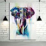 Hand Painted Color Animals Oil Painting Hang Paintings Modern Elephant Picture for Home Decor Running Water Canvas Deer Painting