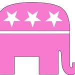Pink GOP Elephant Republican Political Bumper Sticker 5″ X 4″