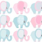 Gender Reveal Baby Shower Pink and Blue Elephants Designer Strips – Edible Cake Side Toppers (3 Strips)