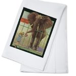 Nature Magazine – Little Girl Feeding Elephant; Do Not Feed Animals Sign (100% Cotton Absorbent Kitchen Towel)