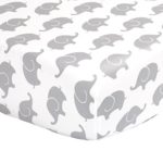 Grey Elephant Print 100% Cotton Sateen Fitted Crib Sheet by The Peanut Shell