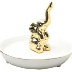 Golden Pachy Elephant Earthenware Ceramic Ring Accessory Jewelry Holder Vanity Figurine