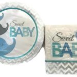 Sweet Baby Blue Elephants – Baby Boy Shower Party Plates and Napkins – Serves 12 (Sweet Baby Blue Elephants)