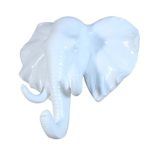 COCODE 3D Creative Elephant Head Single Wall Hook Animal Shaped Coat Hat Heavy Duty Hanger,Decorative Gift,White
