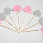 24 pink and gray elephant cupcake toppers food picks party décor shower supplies
