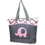 Tender Kisses “Zigzag Elephant” Diaper Tote with Rest Station – pink, one size