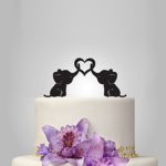 Baby Elephants Silhouette Wedding Cake Topper with Heart