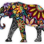 Cheerful Elephant Cartoon Art Decor Vinyl Decal Sticker 4″x5″
