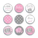 Girl Baby Shower Favors Mini Candy Stickers Pink & Gray Elephant (Set of 324)