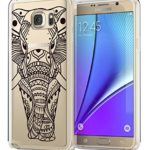 Samsung Galaxy Note 5 Elephant Case, True Color Ethnic Elephant Printed on Clear Transparent Hybrid Cover Hard + Soft Slim Thin Durable Protective Shockproof TPU Bumper Cover – Clear Bumper