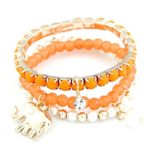 Doinshop 1 Pc Female Elephant Pearl Wrist Chain Multilayer Weave Bracelet Jewelry (orange)