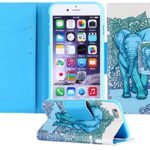 Eloiro Apple iPhone 6 Plus / iPhone 6s Plus Case, Premium PU Leather Card Pocket Wallet Case Protective Hard Case Magnetic Detachable Slim Flip [Kickstand] Cover for iPhone 6Plus / 6sPlus – Elephant