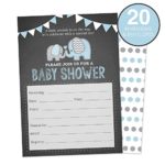 Elephant Baby Shower Invitations for a Boy (Blue) Fill In Style 20 Count