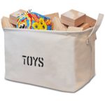 Canvas “TOYS” Storage bin 14″Long -Shelf-basket, Storage Basket/Organizer Baby Toy, Kids Toys, Baby Clothing, Children Books, Gift Baskets.