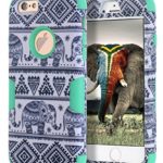 iPhone 6 Case,iPhone 6 Elephant case,TOPSKY(TM) Thailand Elephant Tribe Pattern 3 Layer Heavy Duty High Impact Hybrid Case For iPhone 6 (4.7″),with Screen Protector and Stylus, Green