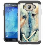 J7 Case, Galaxy J7 Case, UrSpeedtekLive [Shock Absorption] Dual Layer Hybrid Defender Protective Case Cover for Samsung Galaxy J7 (2015 Release) – in Love Elephants