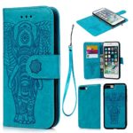 iPhone 7 Plus Case, iPhone 7 Plus Wallet Case PU Leather Oil Wax Embossed Elephant Case Shockproof TPU Inner Detachable Magnetic Credit Card Holders for iPhone 7 Plus Blue