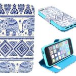 iPhone 5S Case,iPhone SE Case, Welity Cute Fashion Elephant Graphic Design PU Leather Magnetic Snap Flip Stand Wallet Case with Cash & Credit ID Card Slots for Apple iPhone 5S/SE/5G