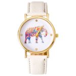 Bluelans® Fashion Women’s Quartz Wrist Watch with Coloful Elephant Decor Dial and Faux Leather Strap