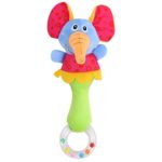 Chinatera Kids Baby Kid Soft Plush Animal Cartoon Handbells Rattles Handle Musical Rattle Developmental Toy (Elephant)