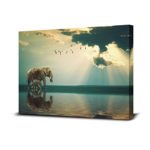 Royllent Buddha Light Elephant Painting 1 Panel Framed Wall Art 16x24inch The Picture Print On Canvas For Home Decor Decoration Gift piece (Stretched By Wooden Frame,Ready To Hang) (RA-CP0086)
