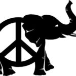 Elephant Peace Sign Vinyl Decal Sticker Bumper Car Truck Window- 6″ Wide Gloss Silver Color