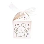 NUOLUX Hollow Out Elephant Pattern Candy Boxes Gift Bags Wedding Favors Ribbons Pack of 50 (White)
