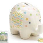 Burton and Burton Ceramic Bank Elephant, White with Polka Dots, 6″ H