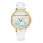 Gaiety Elephant Girl Watches Analog Quartz Leather Band Gold Tone G068