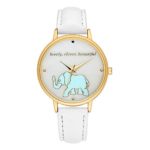 Gaiety Elephant Girl Watches Analog Quartz Leather Band Gold Tone G068